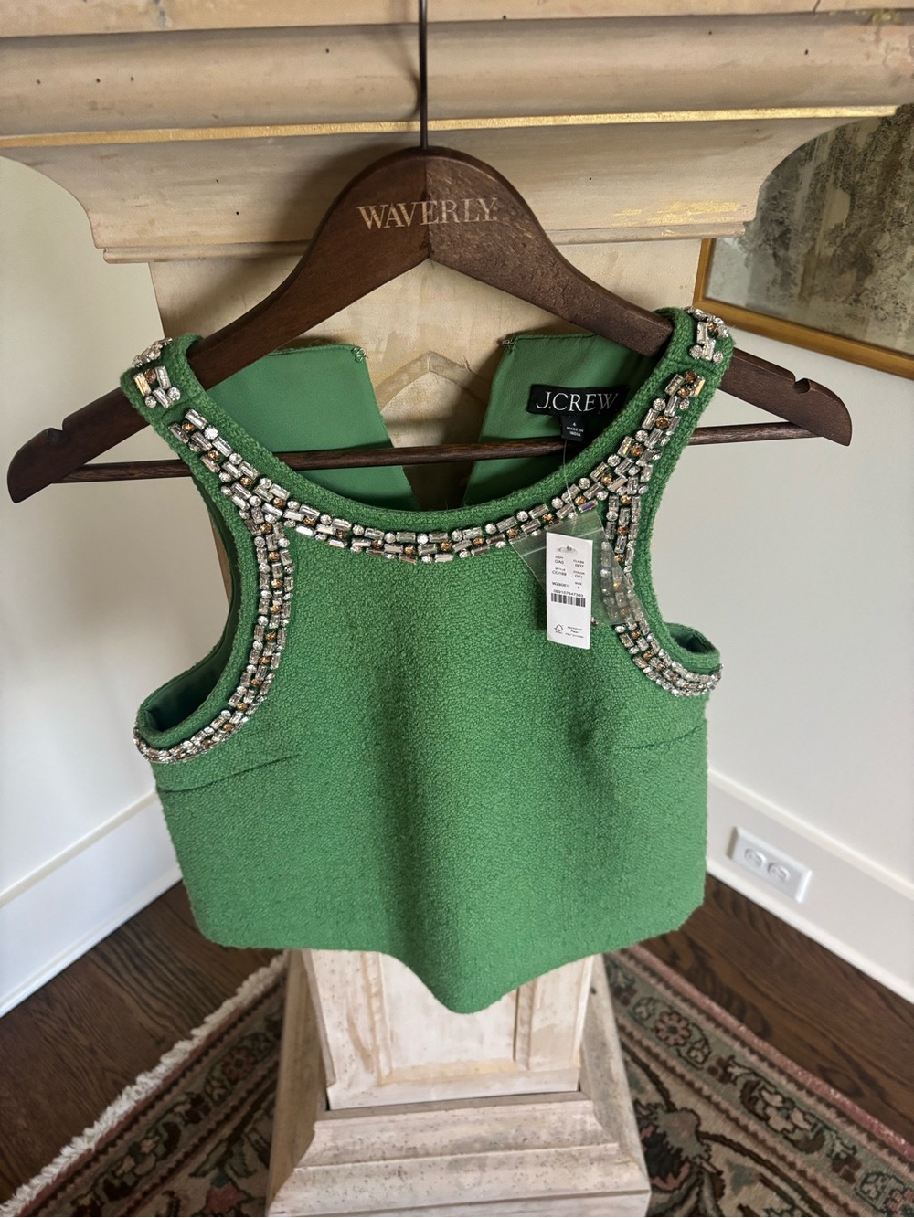 J. Crew Green Beaded Crop Top